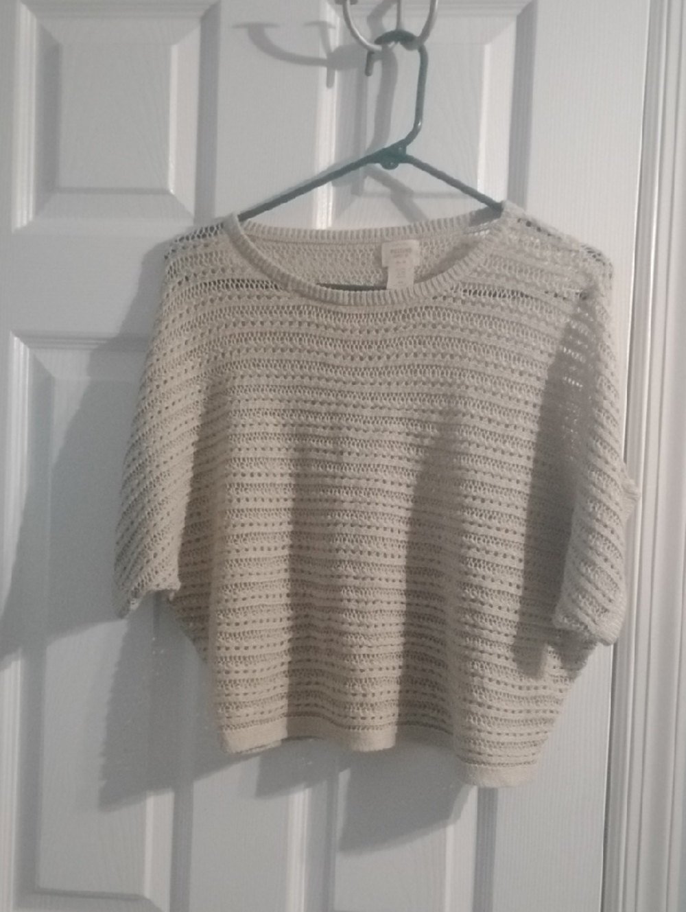 Y2K Oversized Mossimo Supply Co. Cream Open-Knit Short Sleeve Top, Size XS